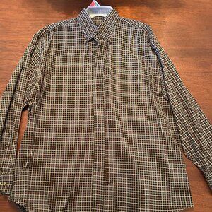 Scott Barber Men’s long sleeve Button Down Shirt black/brown/tan sz XL